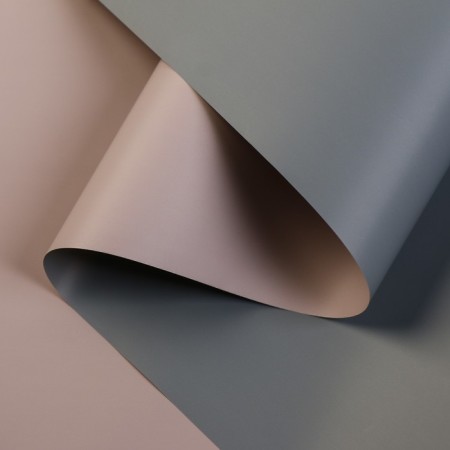 Matte film for flowers, double -sided, "marshmallow", gray, pink, 57 cm x 5 m