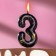 Candle in the Cake "Black Marble", the number "3", 5.5 cm