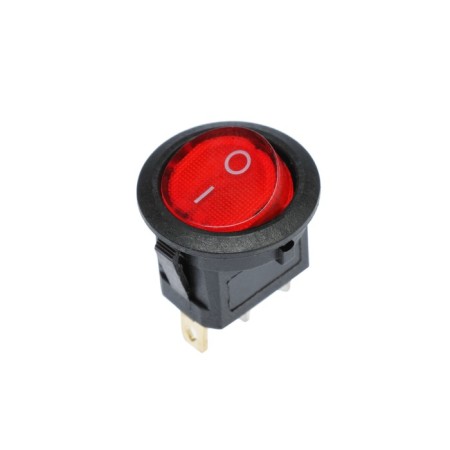 Round key circuit breaker, 250 V, 6 A, On-OFF, 3C, Red, with backlight