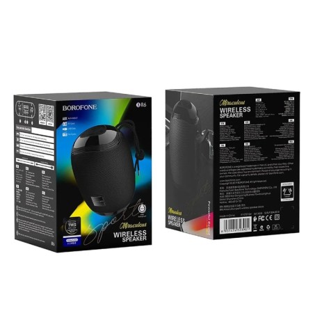 Portable column Borofone R6, 10 W, BT5.0, AUX, FM, Microsd, USB, 1200 mAh, black-4