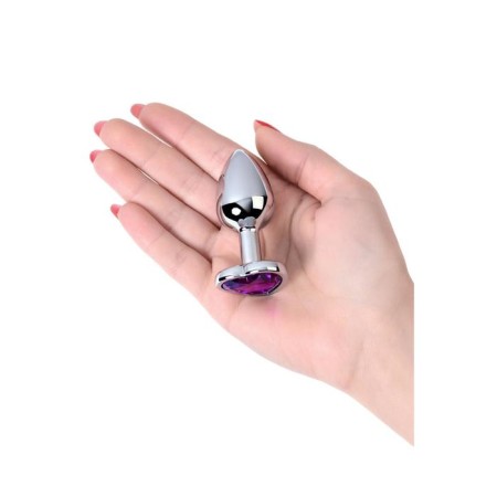 Anal plug with the Toyfa Metal rhinestone, silver, amethyst, 7 cm, d = 2.7 cm-5