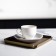 Metal tray, square eco -leather, 12 x 12 cm, brown color,