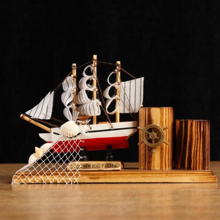 Souvenir ship on a stand, with two pencils 22*7*15cm