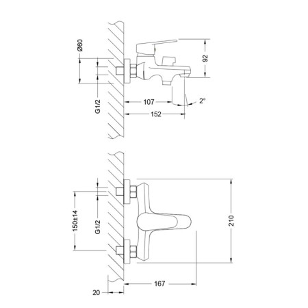 Lemark Point LM0314C bath mixer, single -leaf, pour 167 mm, watering can-1
