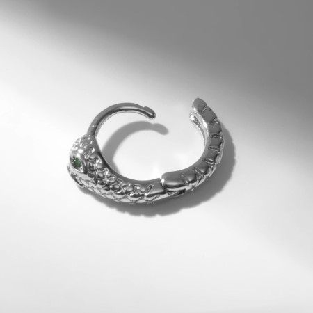Piercing in the ear (Helix) “Snake”, D = 13 mm, white-green color in silver-2