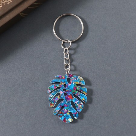 Acryl keychain bilateral "Brilliant tropical leaf" 3.9x3x0.2 cm-2