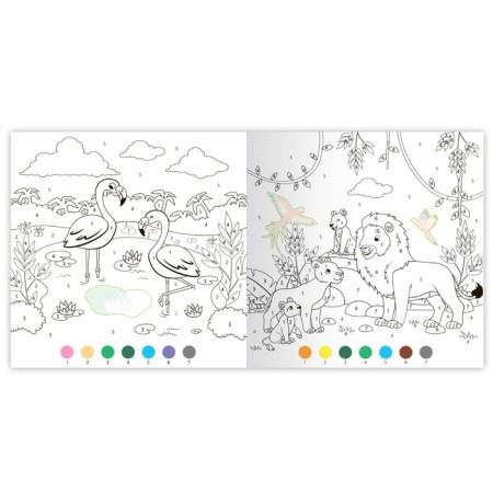 A set of coloring on numbers with stickers "Animals", 2 pcs. 16 p.-2