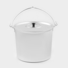 A bucket of aluminum with a lid, 10 l, h = 21.5 cm, d = 26 cm