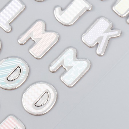 Plastic sticker "English alphabet and numbers. Geometry" Silver stroke 31x14 cm-1