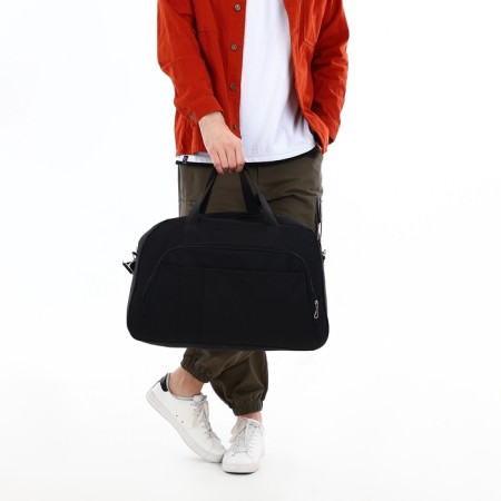 Road bag with lightning, external pocket, long belt, black color-5