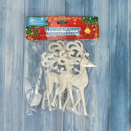 Jewelry decoration "Deer, openwork horns" (set 2 pcs) 5x13 cm, white-1