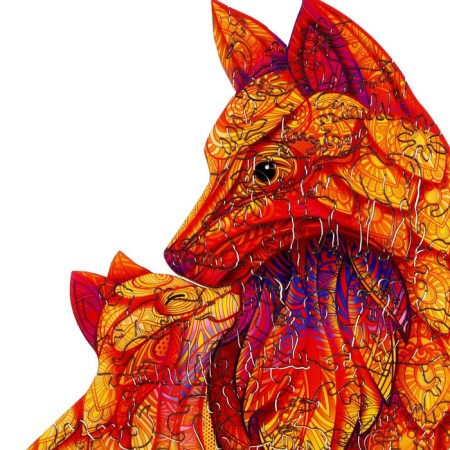 Puzzle wooden figured "Fiery Fox", pair-3