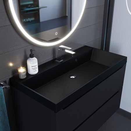 Sink uperwood Classic quartz 90 cm, quartz, black matte, space-3