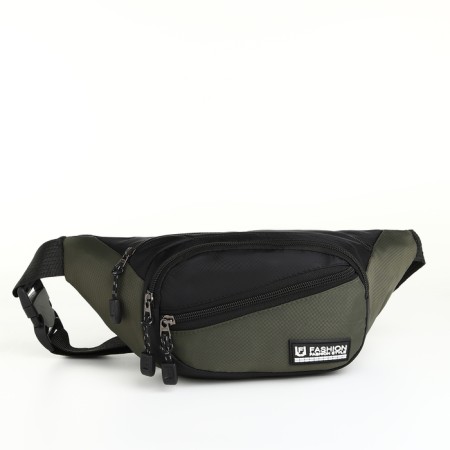 Lightning waist bag, 3 outer pockets, green/black color-2