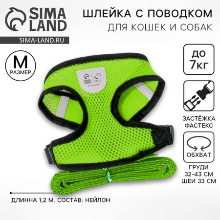 Drinking harness with a leash and reflective patch, M, Osh 33, OG 32-43, Green