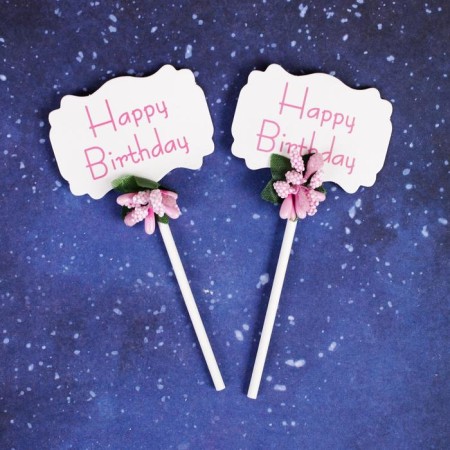 Topper "Happy Birthday", in the set 2 pcs., Mix color