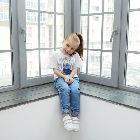 Children's T-shirt "Elsa", cold heart, height 122-128, white-4