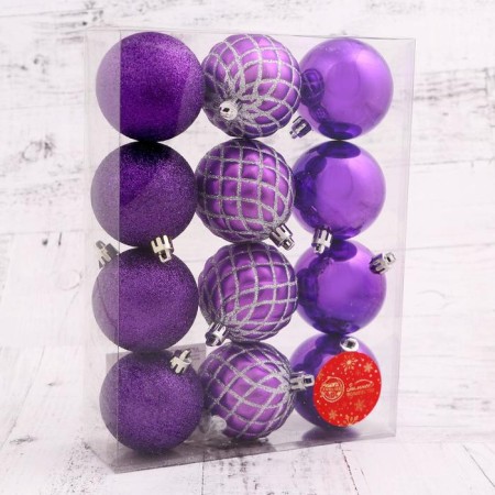 Set of balls plastic D-6 cm, 12 pcs "Largo" purple-1