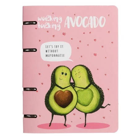 Notebook on rings, 80 sheets in the "Avocado. Love" line, cardboard cover, matte lamination Soft Touch, foil embossing, shift block 70 g/m2