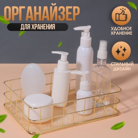 Organizer for storing cosmetic supplies "Rafael", 24.5 × 16.5 × 6.5 cm, golden color