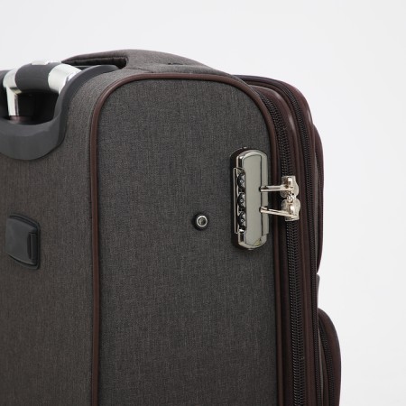 Small 20 suitcase, lightning department, code castle, 3 wheels, 2 outer pockets, brown color-4