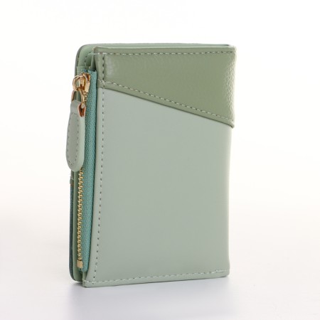 Women's wallet on the button, green color-1