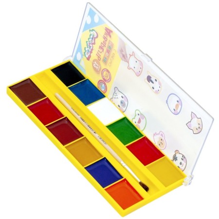 Watercolor 12 colors "Kalyak-Malyak" animals in a house, with a brush, plastic packaging-3