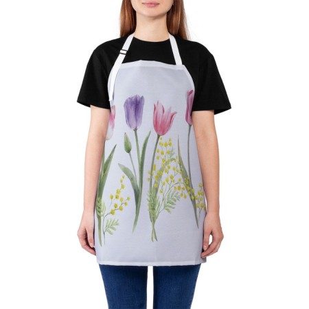 Apron kitchen with a photo print "Flowers of spring", adjustable, size OS