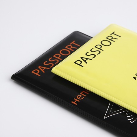 Gift set: 2 covers for passport, black/yellow color-4