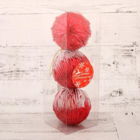Set of balls plastic D-7 cm, 3 pcs "hoar" red-1