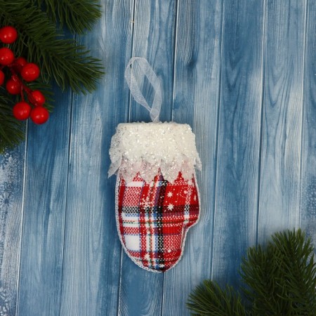Jewelry "Elite Mittens" 7x12 cm, red-white