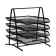 Horizontal tray for papers 4 compartments mesh metal, black