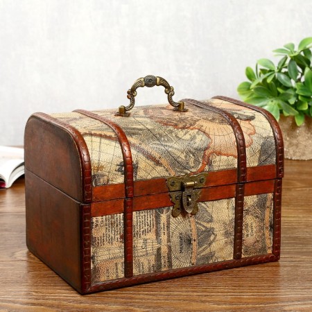 Casket Wood Elevated "Traveler Map" chest MIX 15x22x15.5 cm