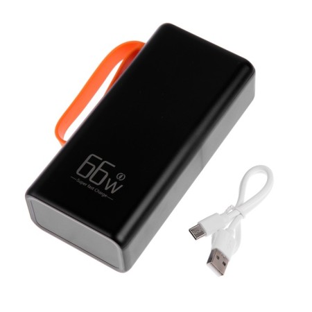 External battery YM-653, 30,000 mAh, 66 W, 4USB, 3TYPE-C, lantern, fast charging, black-9