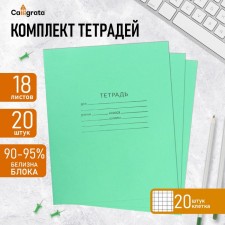 A set of notebooks of 20 pieces, 18 sheets in the cage of the Green Cover PDA, OFSET block, whiteness 90-95%