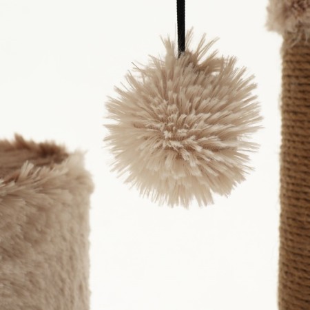 Complex for cats with a claw, 63 x 41 x 76 cm, fluffy fur, jute, brown-3