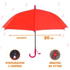 Walking umbrella semi -automatic d = 90cm, red color