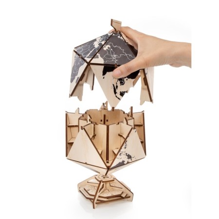 Designer Wooden 3D Ewa Globe Icosahedron with a secret (casket, safe) Black-20