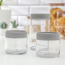 A set of glass cans for bulk products 