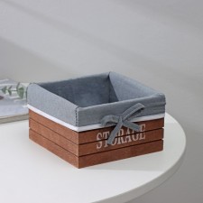 Basket for storage of the sharester, 15 × 15 × 9 cm, small, wood, brown color, gray color