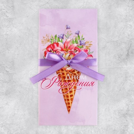 Money envelope "Happy Birthday", flowers, 8 × 17.2 cm-1
