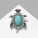 Brooch "Turtle" shell under turquoise, blue color in black silver