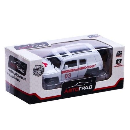 Metal ambulance, 1:48, inertia, doors open, white color-4