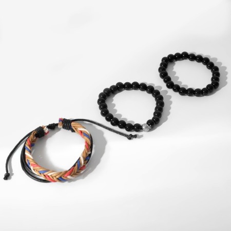 Bracelet male "Success Success" pigtail, 5 threads, colored, d = 7 cm-3