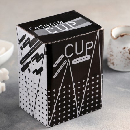 Ceramic mug "Organics", 400 ml, with a mirror cover, MIX drawing-7