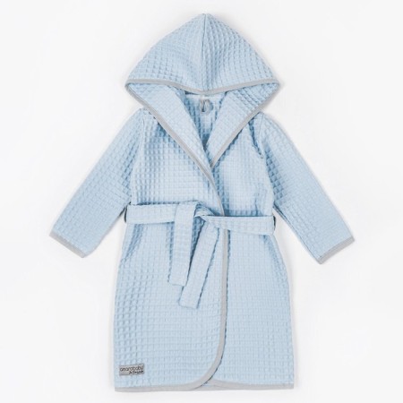 Waffle hood with a hood, height 122-128 cm, blue color-6
