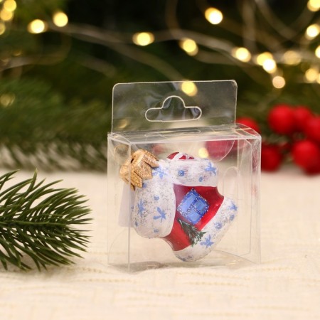 Christmas tree toy "hut" manual painting, 5.8x4.3x2.8 cm, red-1