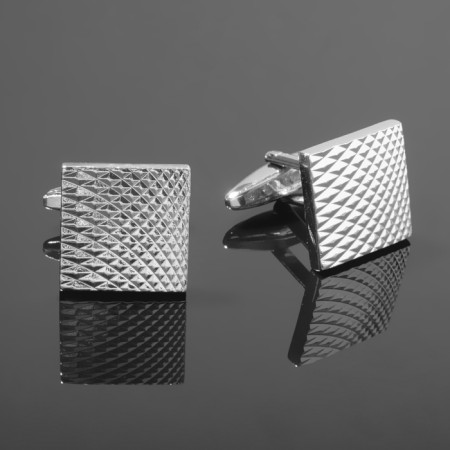 Cufflinks "square" relief, silver color