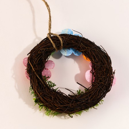 Wreath Suspension on Easter with flowers, 12 cm-3