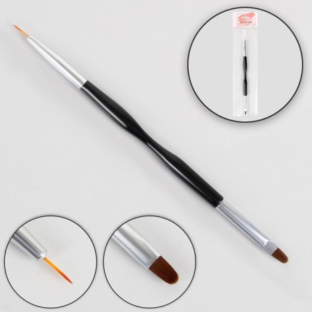 Brush for increasing and design of the nails "hair", bilateral, half -binding/point, 18.5 cm, d = 0.7 cm, black color-1